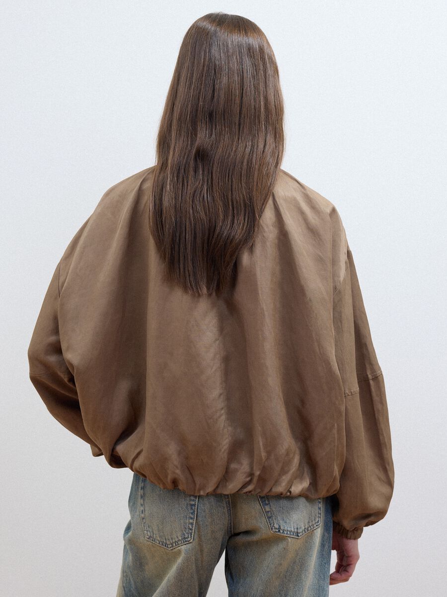 Brown regular-fit jacket in viscose and linen blend_3