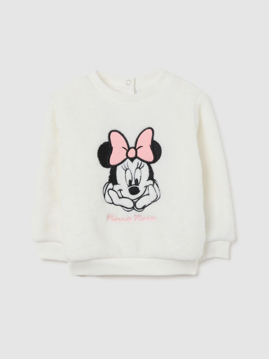 White regular fit girl sweatshirt with Minnie_0