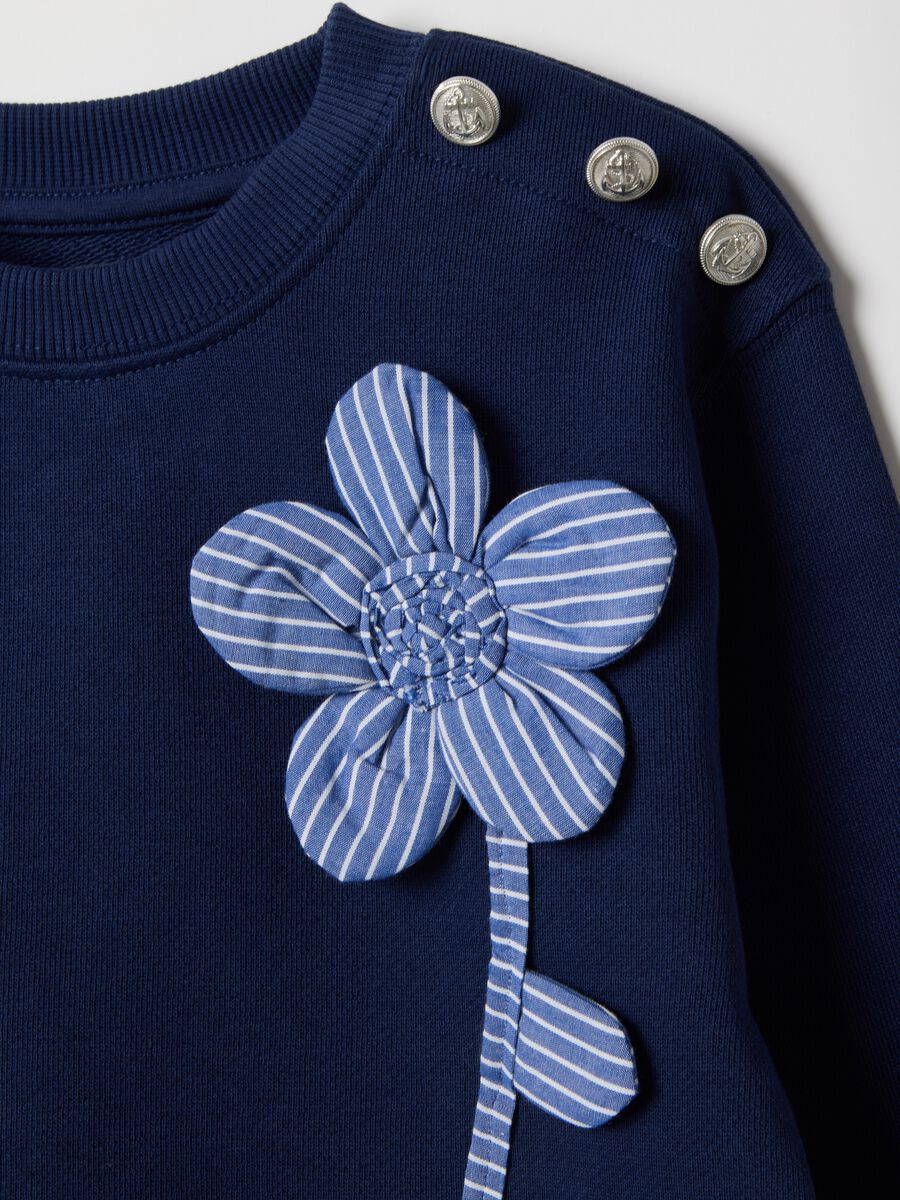 Regular fit blue pure cotton sweatshirt for girls with ruffle_2