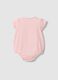 Pink baby cotton romper with snap closure and embroidery_1