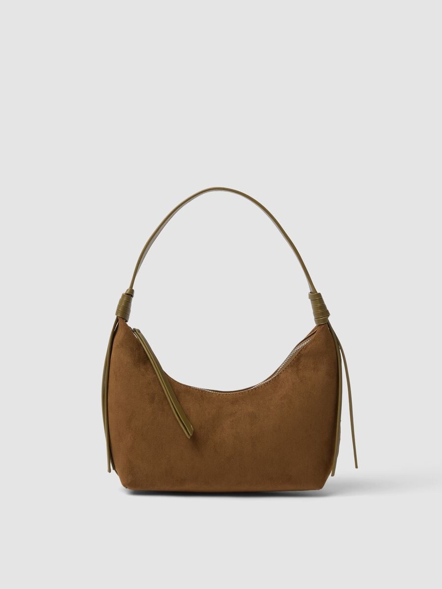 Brown stretch-fabric hobo bag_0