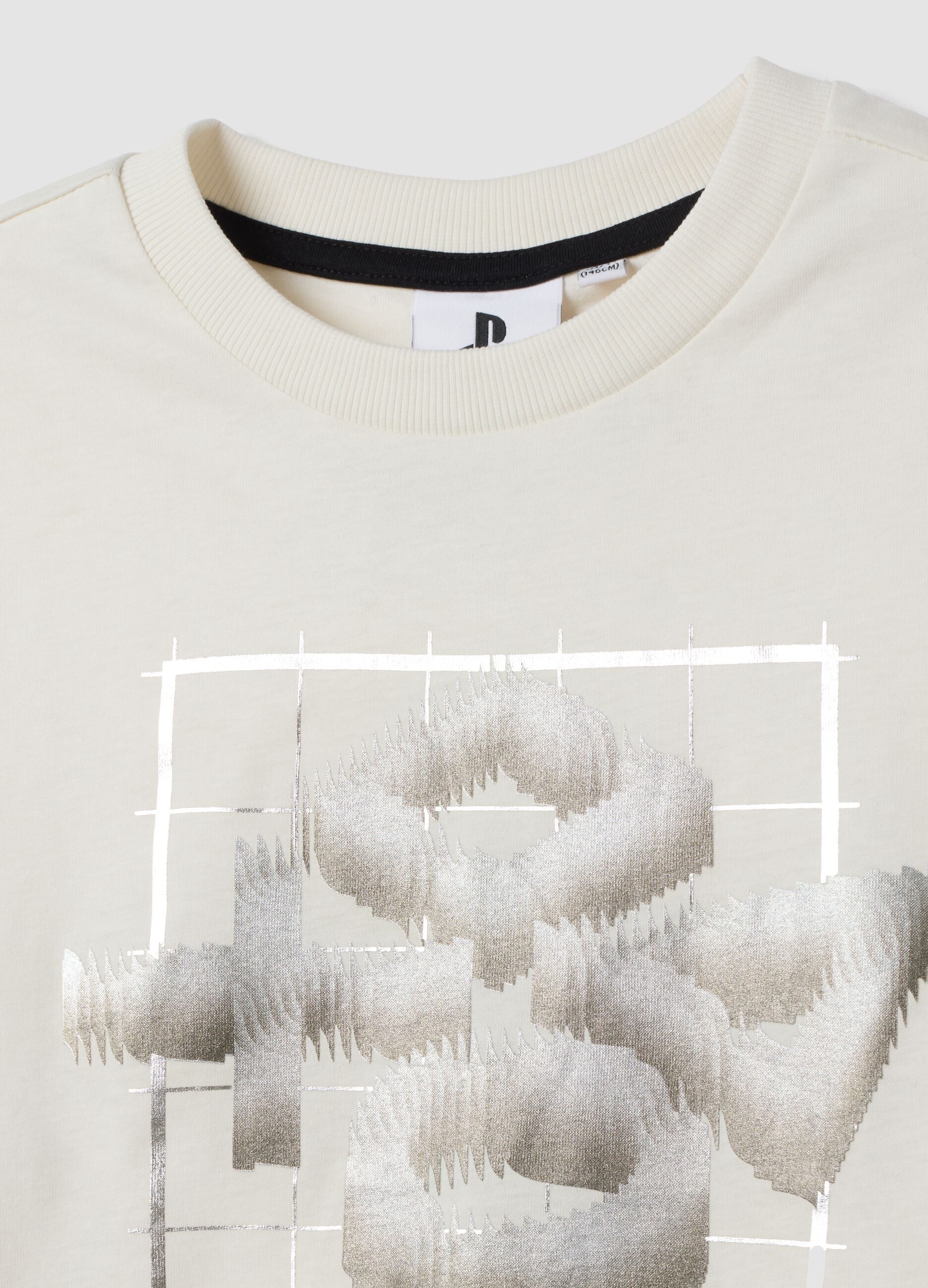 White pure cotton crew-neck T-shirt with PlayStation print