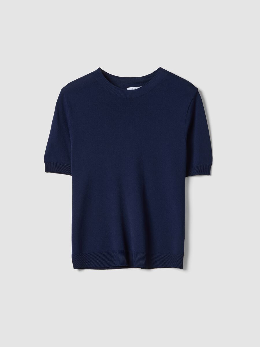 Blue Viscose Blend Regular Fit T-shirt_4