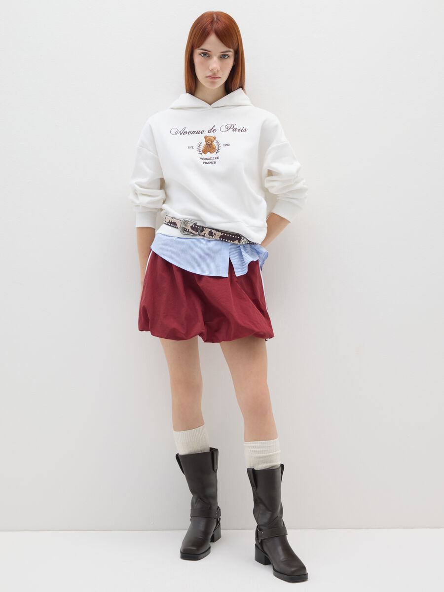 Felpa in misto cotone bianca relaxed fit con scritta_1