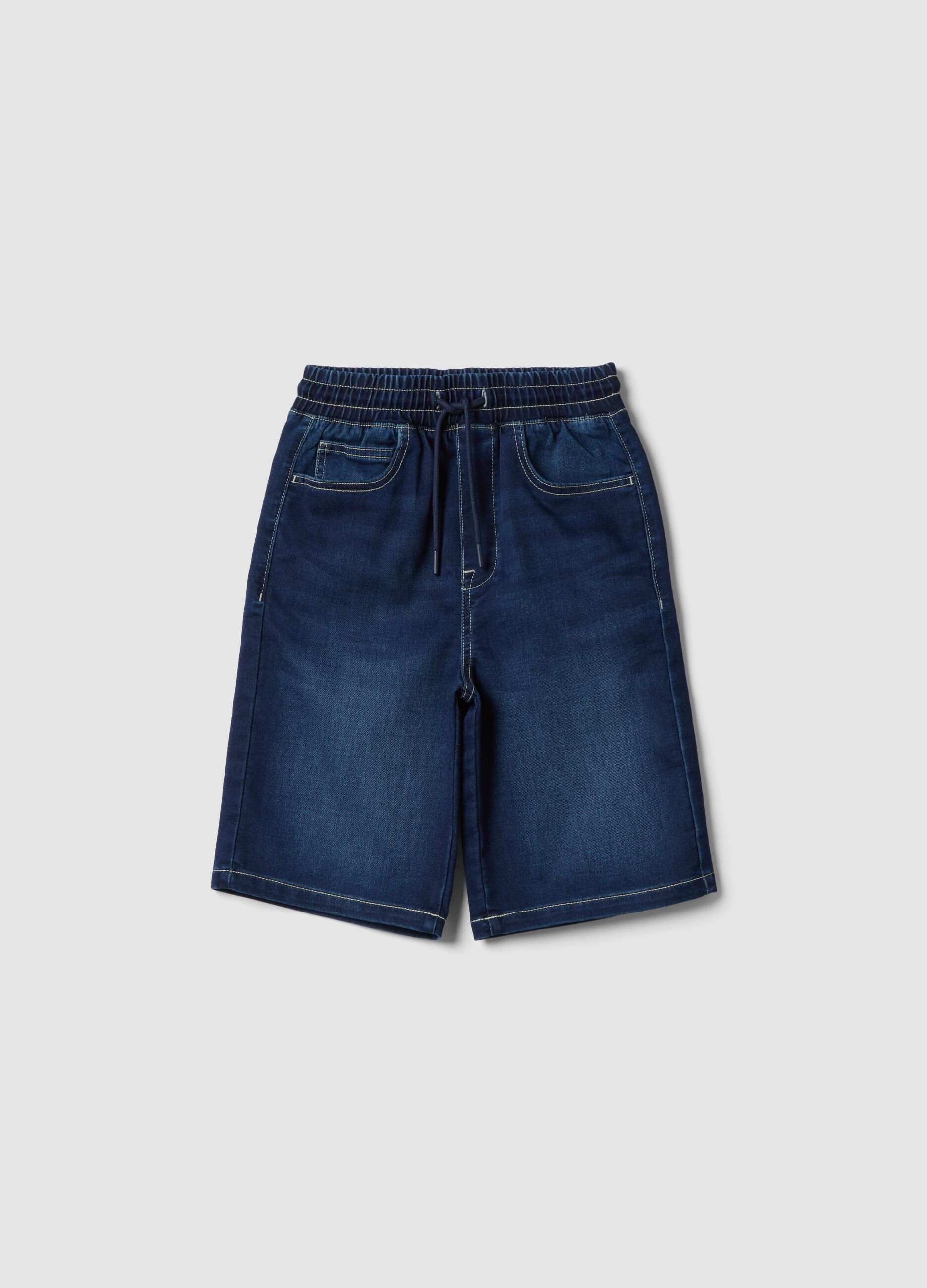 Blue denim shorts in stretch cotton