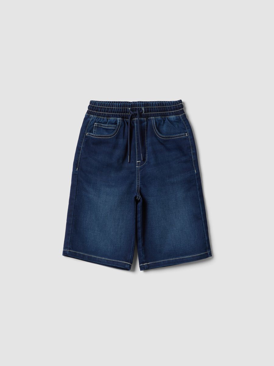 Blue denim shorts in stretch cotton_0