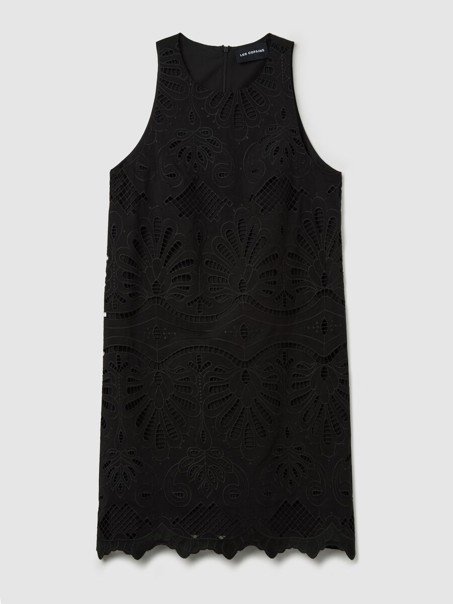 Black lace-effect sleeveless dress_4