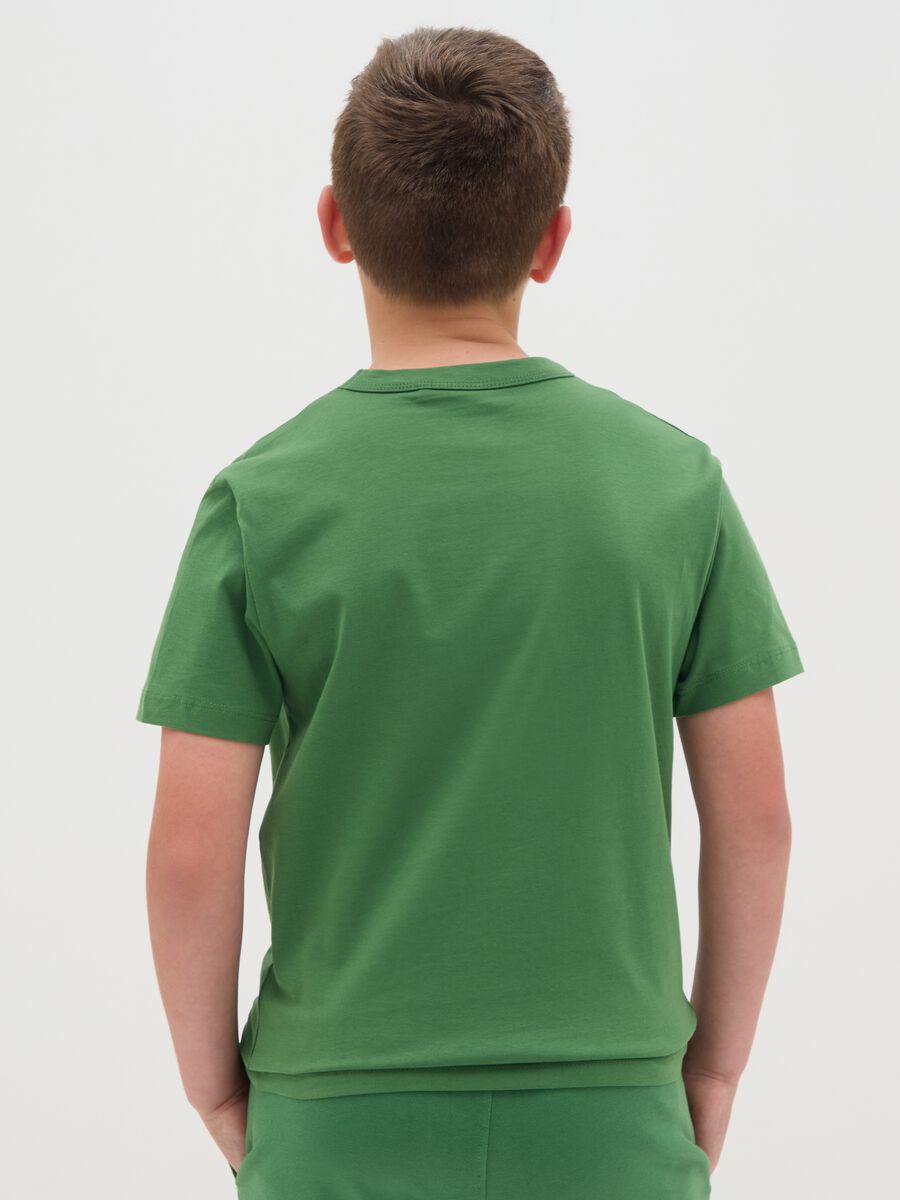 Green short-sleeve cotton T-shirt for boys_2