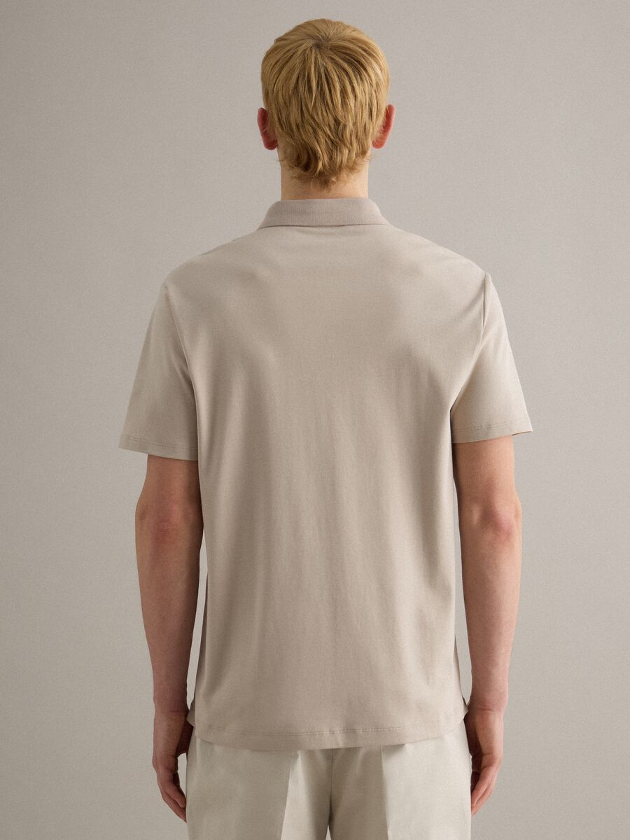 Beige regular fit pure cotton polo_3