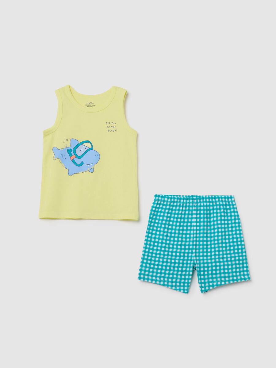 Yellow Short Pyjama with Shark Print_0