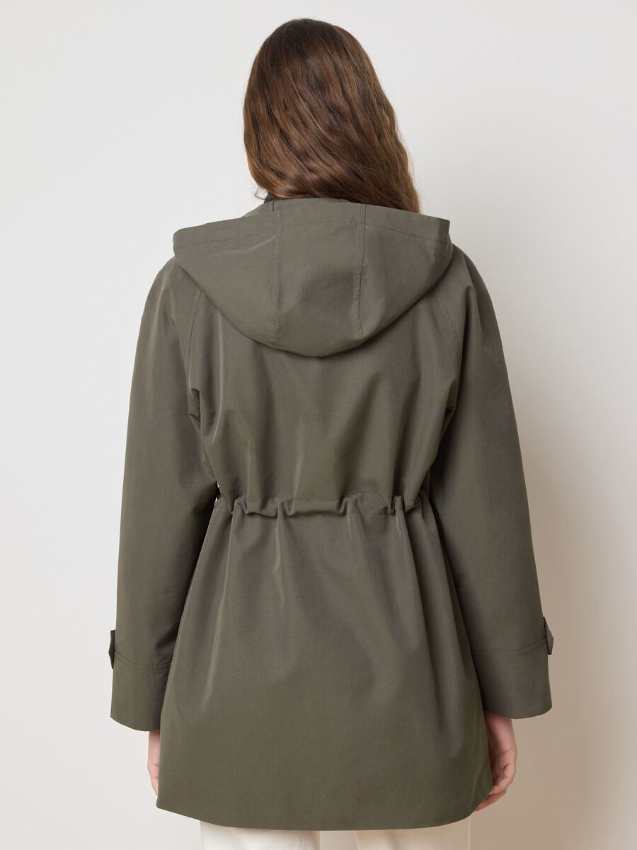 Green cotton blend regular fit parka with hood and zip_2