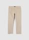 Beige regular fit stretch cotton trousers_4