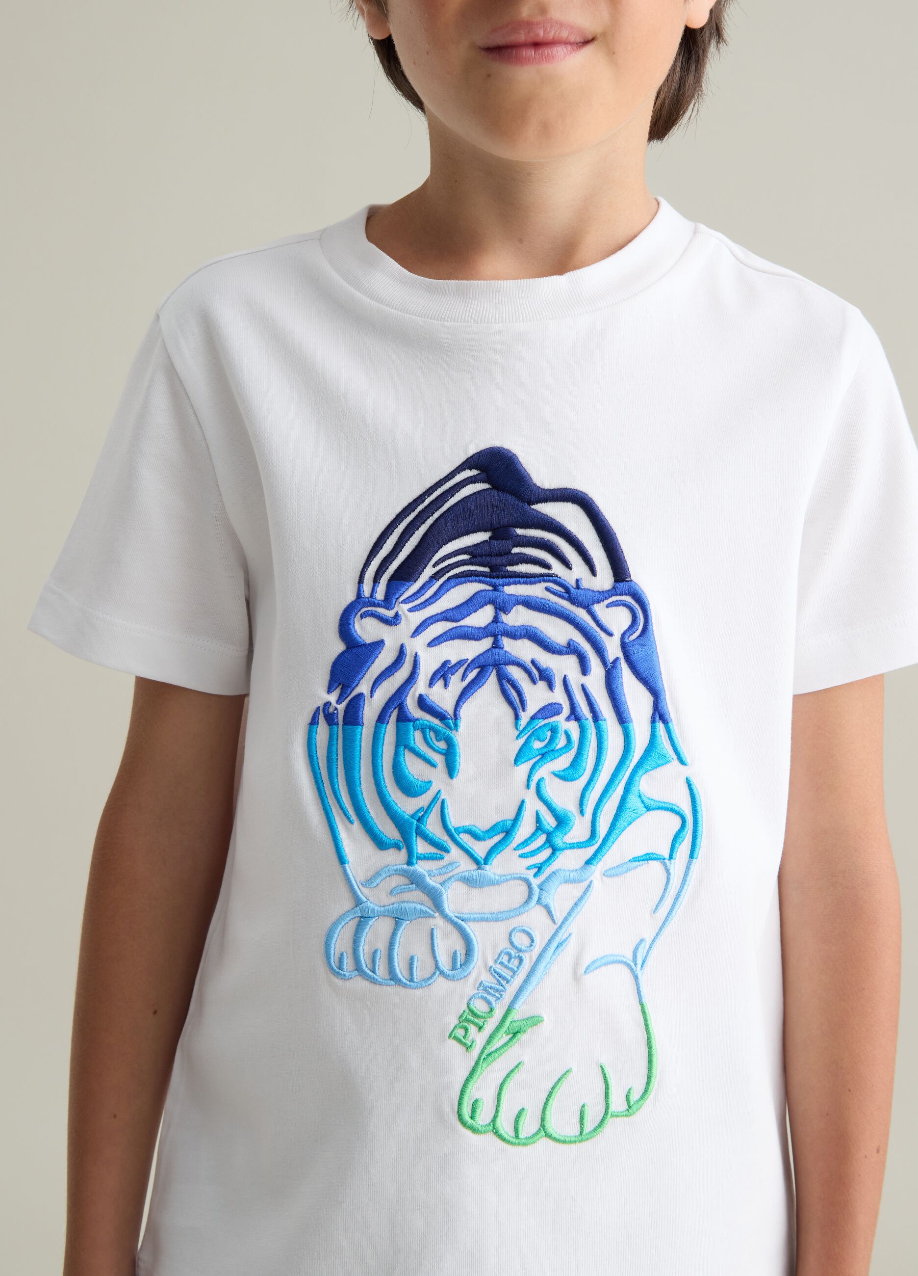T-shirt da bambino in puro cotone bianca regular fit
