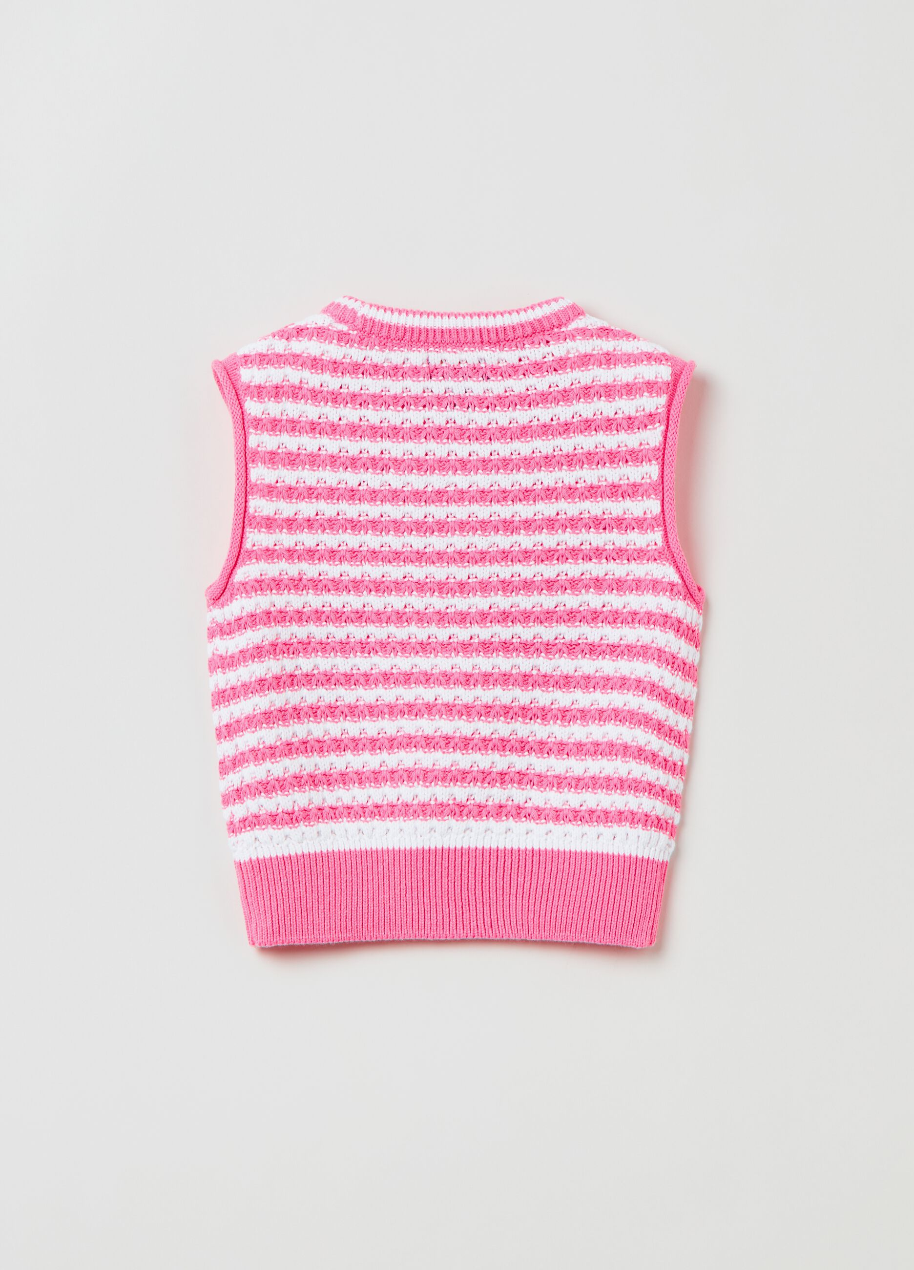Striped knitted cotton tank top