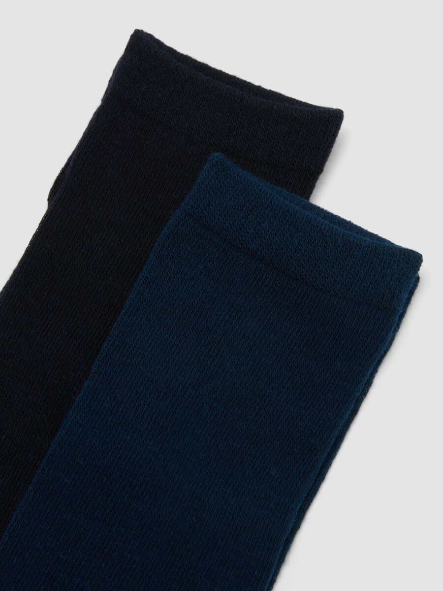 Tripack di calze lunghe blu in cotone organico elasticizzato_1