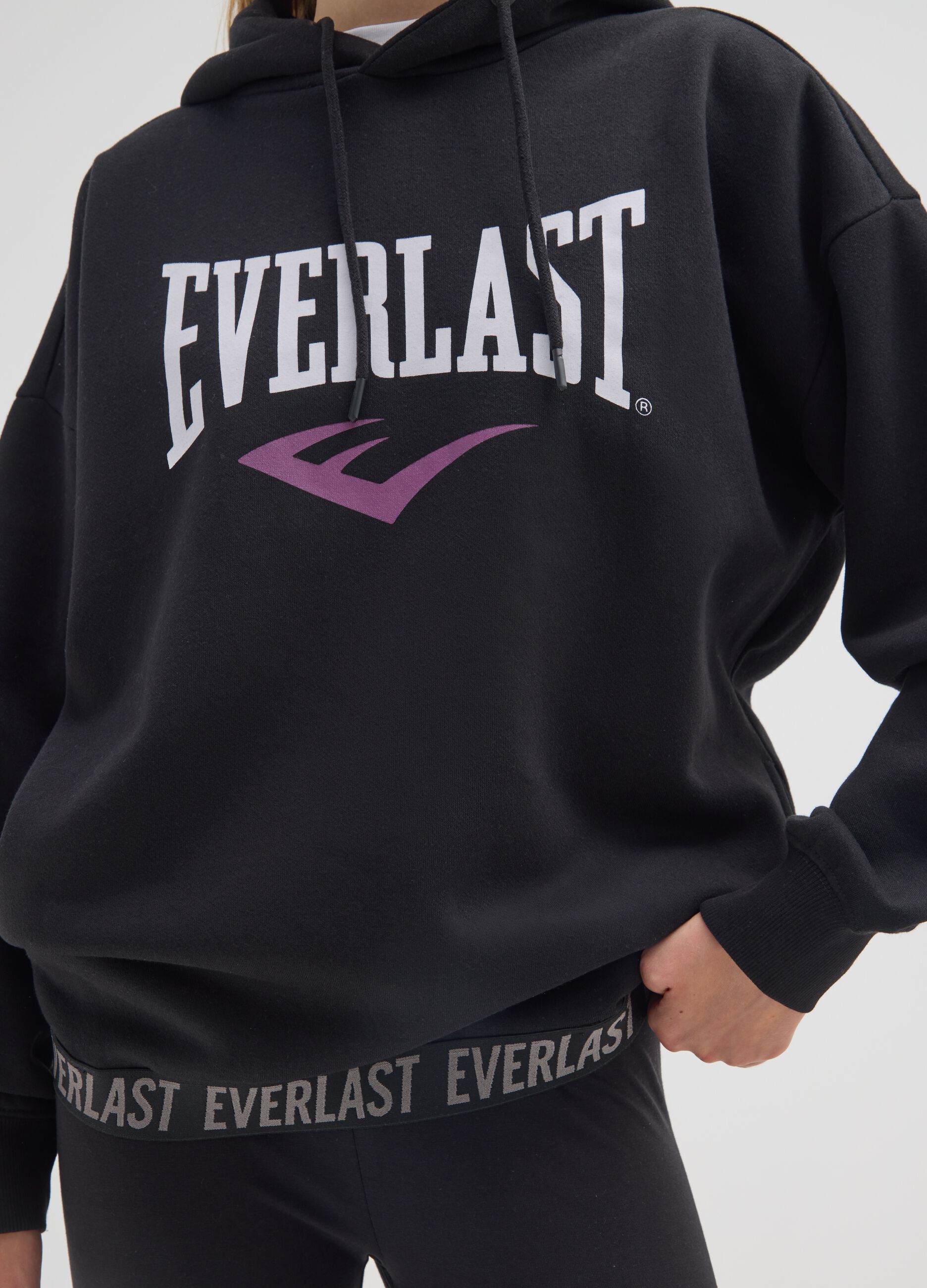 Black regular fit cotton blend sweatshirt