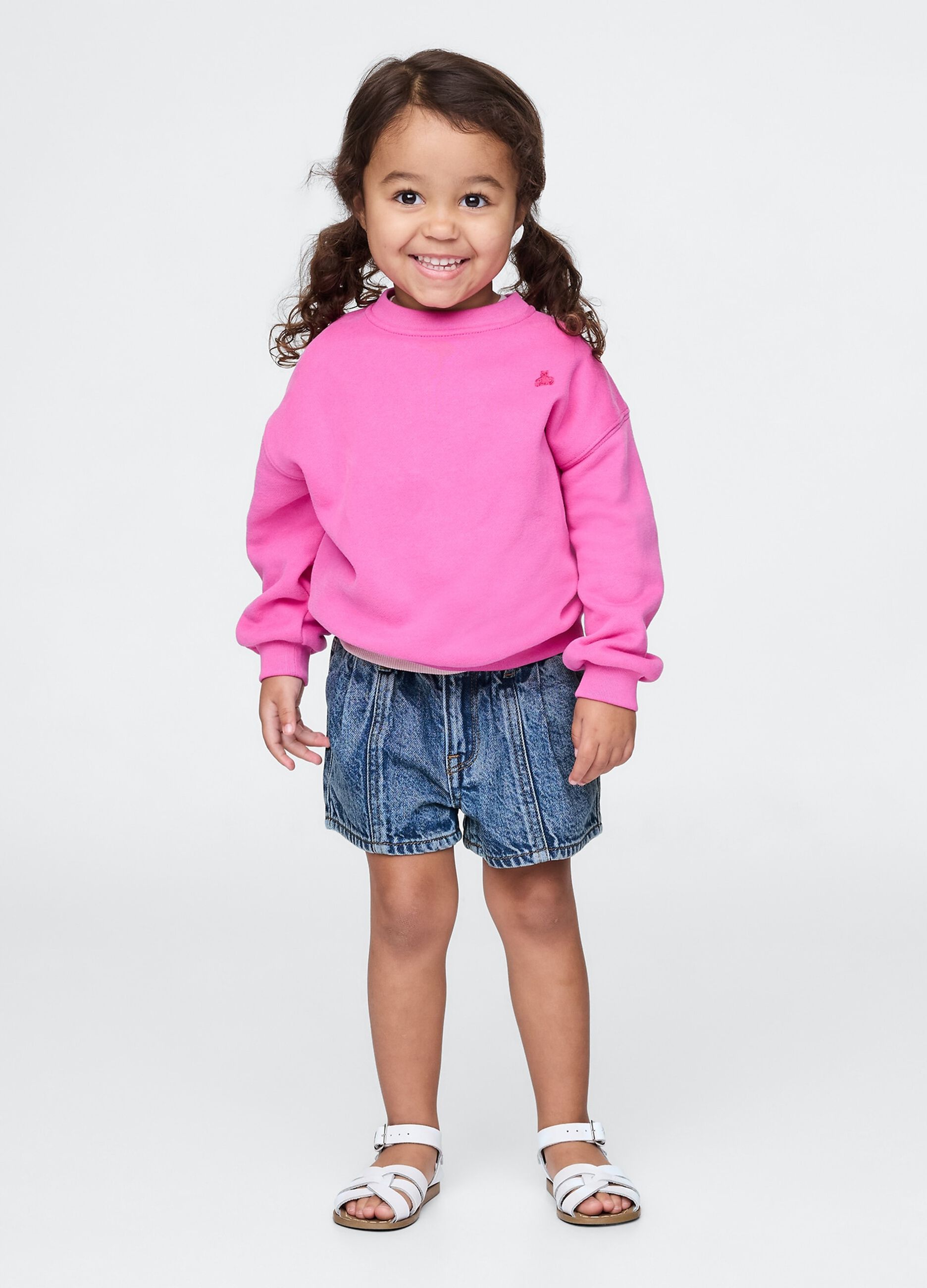 Denim shorts with pleated details for girls