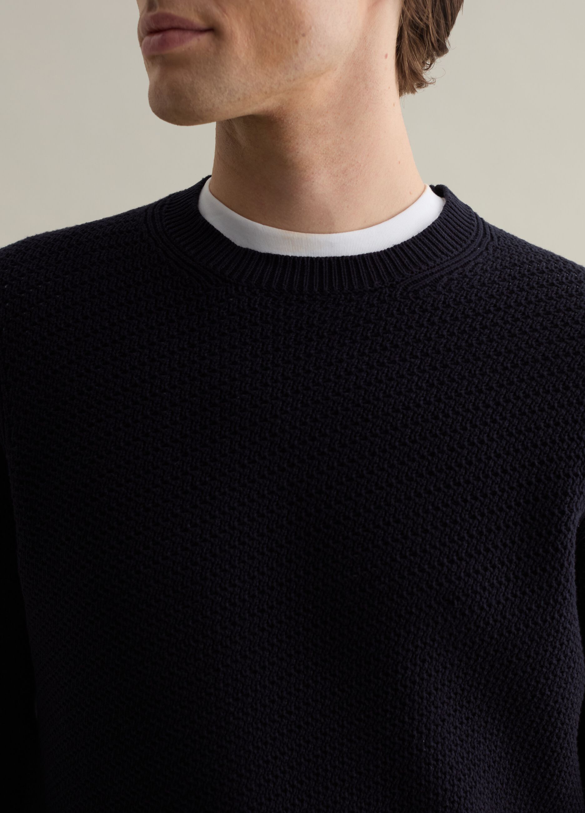 Cotton pullover with weave