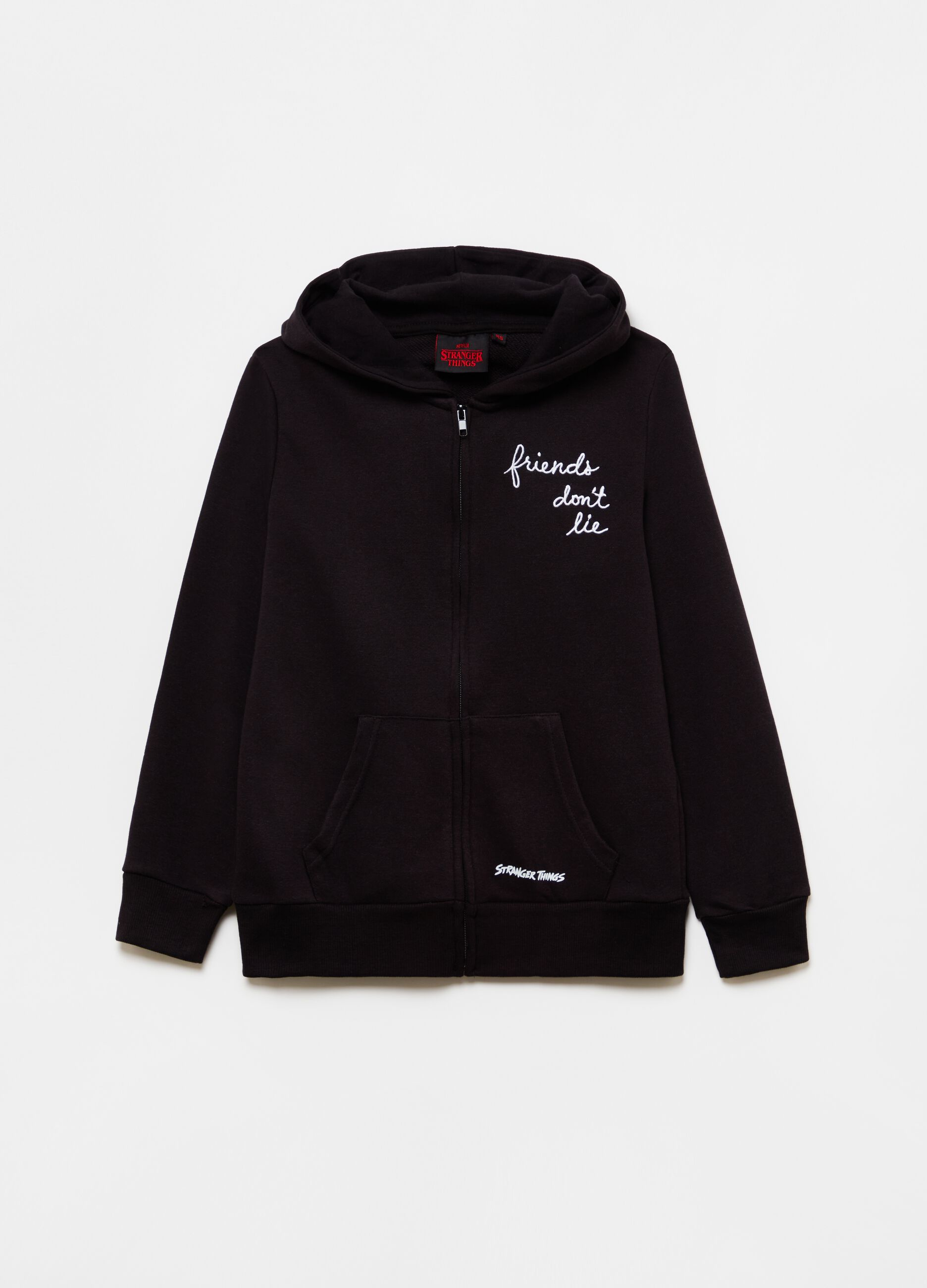 Full-zip sweatshirt with hood and print