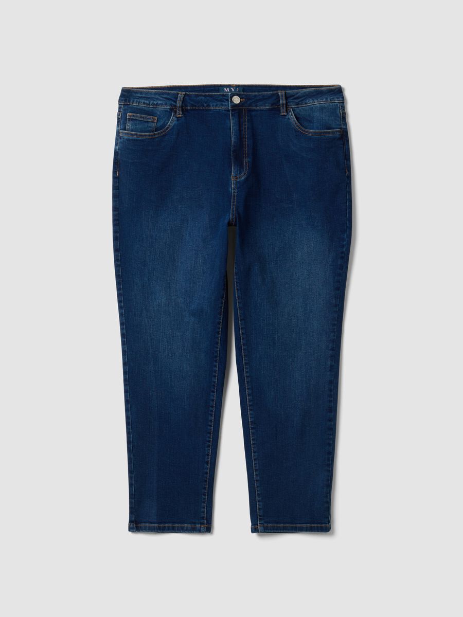 Jeans denim blu in cotone elasticizzato slim fit_4