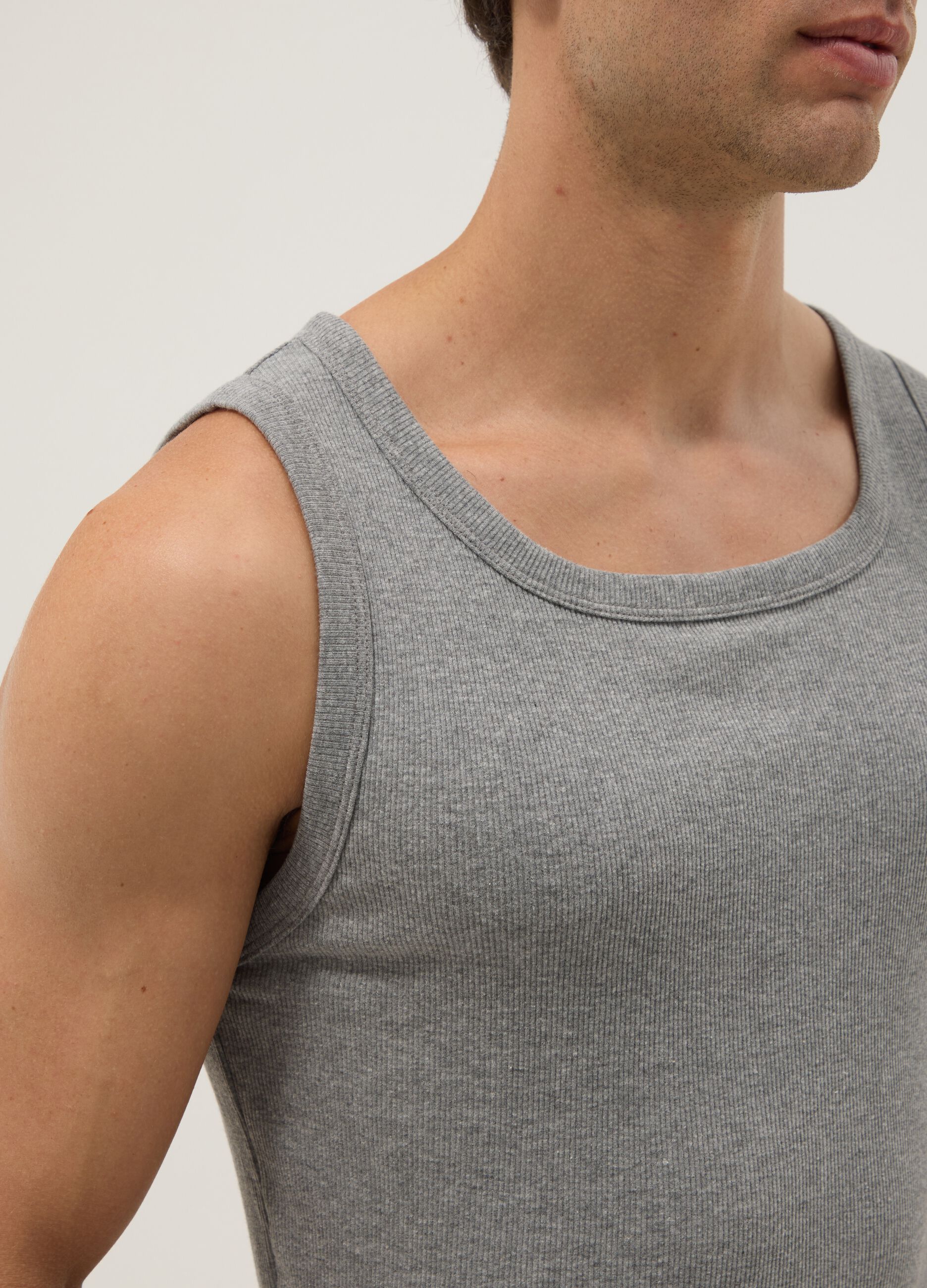 Grey regular fit cotton tank top
