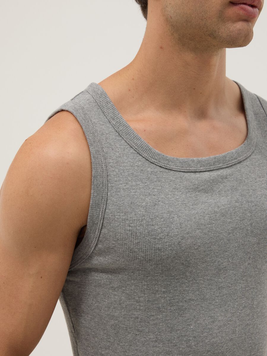 Canotta in puro cotone grigia regular fit_3