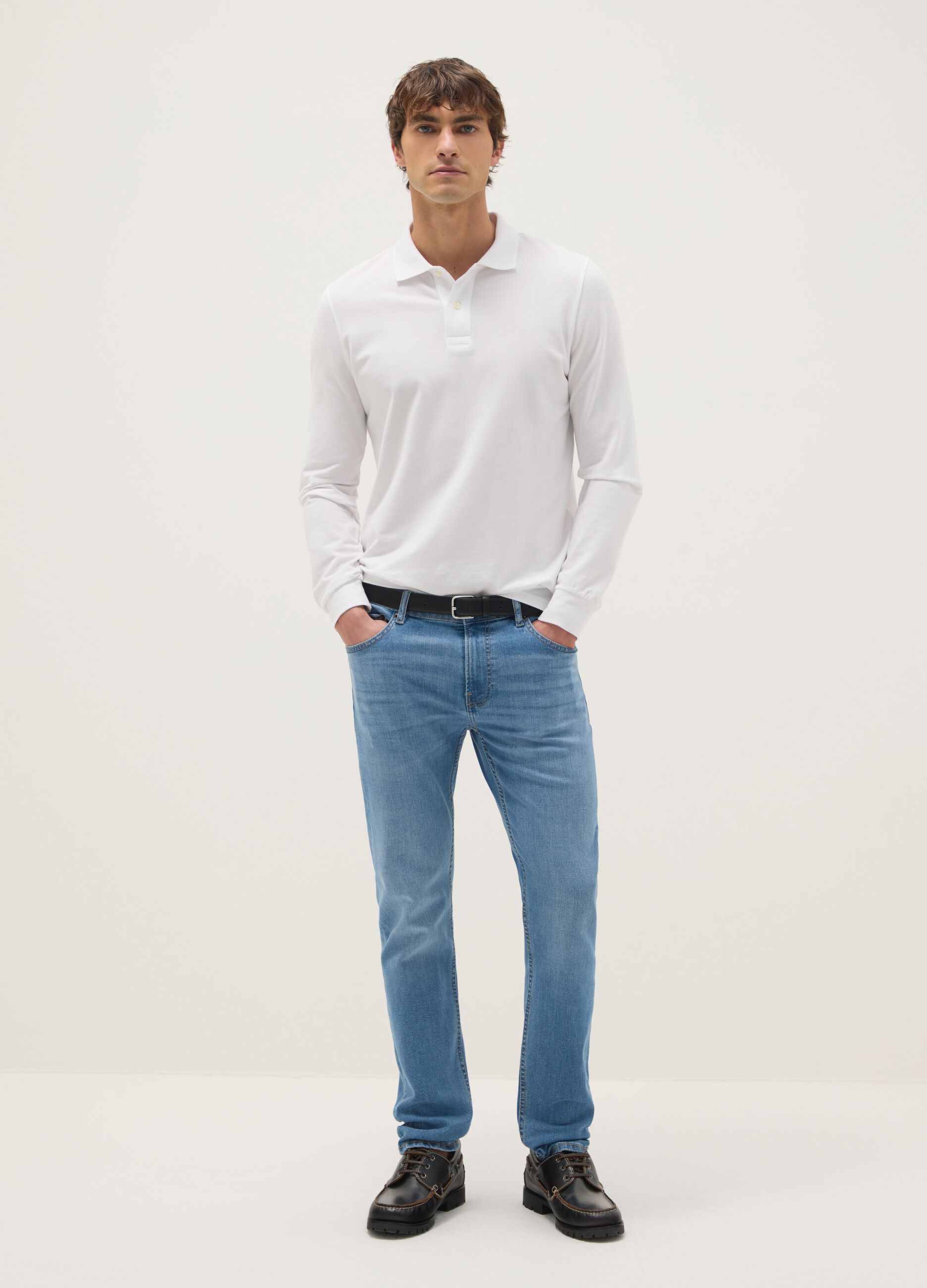 Light blue skinny fit stretch cotton jeans