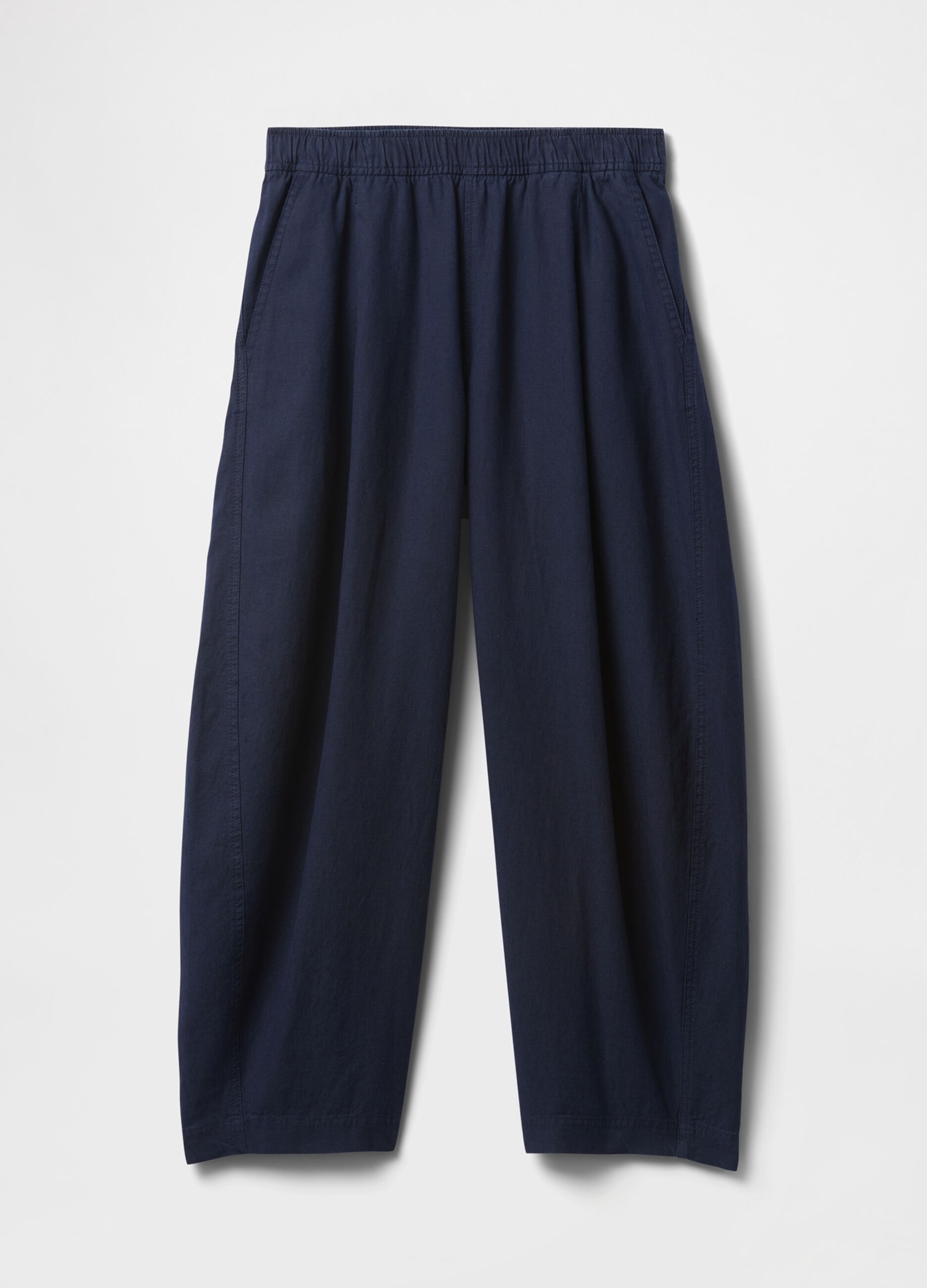 Blue wide trousers in linen and viscose