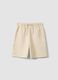 Beige cotton-blend shorts with elasticated waist_0