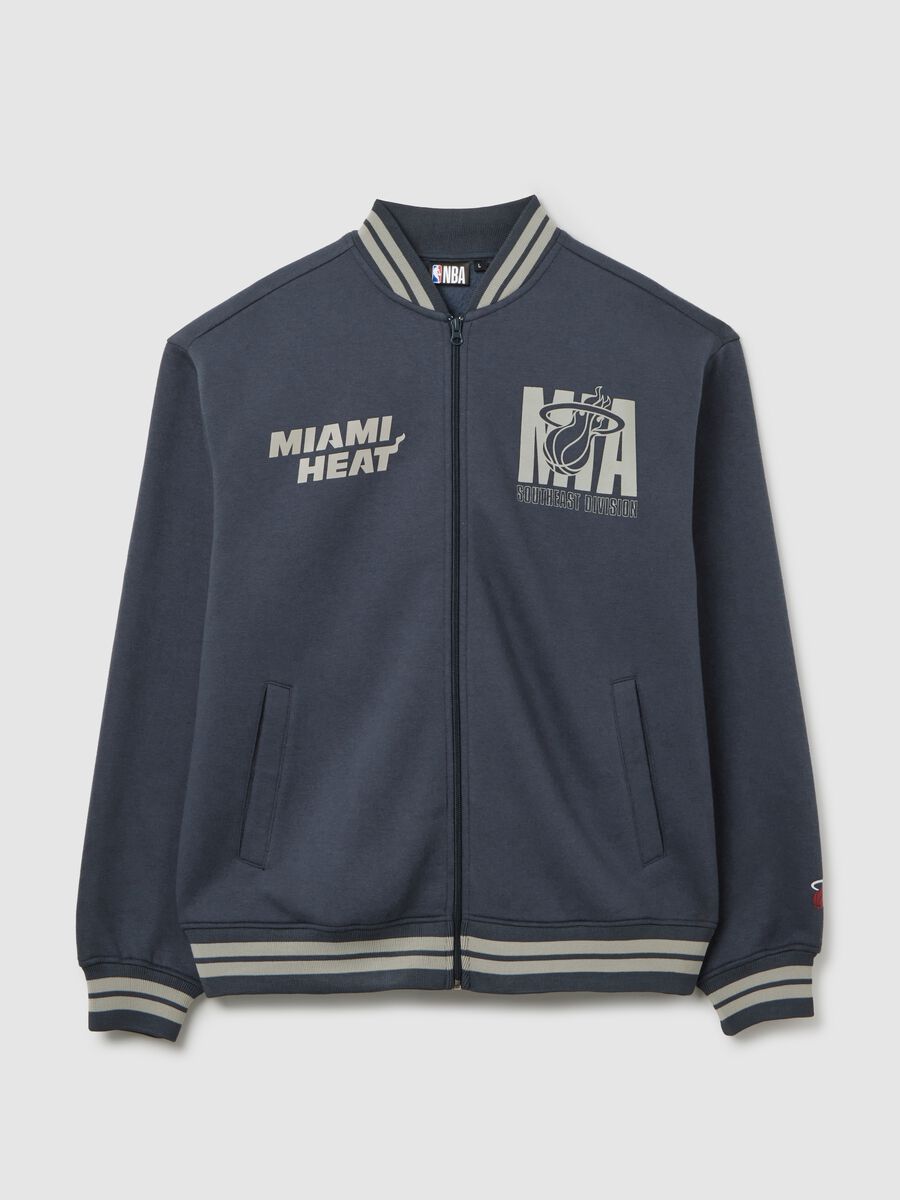 Blue cotton blend bomber jacket with Miami Heat lettering_4