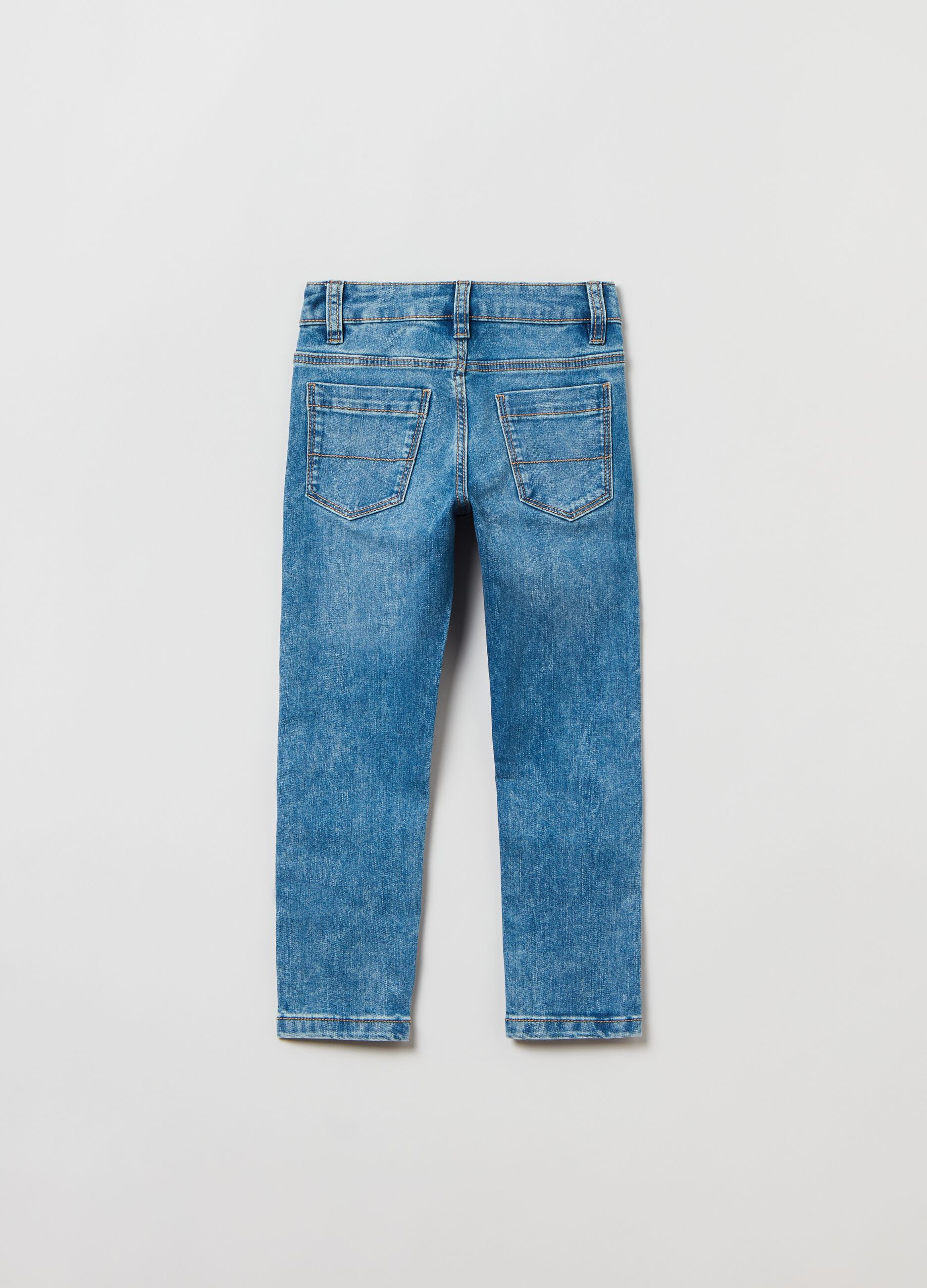Jeans slim fit cinque tasche con stampa_1