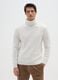 White turtleneck sweater regular fit with jacquard pattern_0