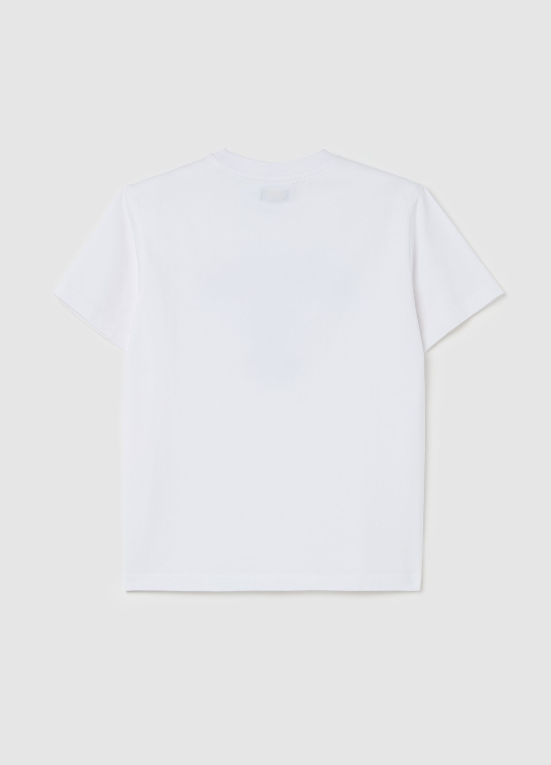 Cotton T-shirt with appliqué logo in denim
