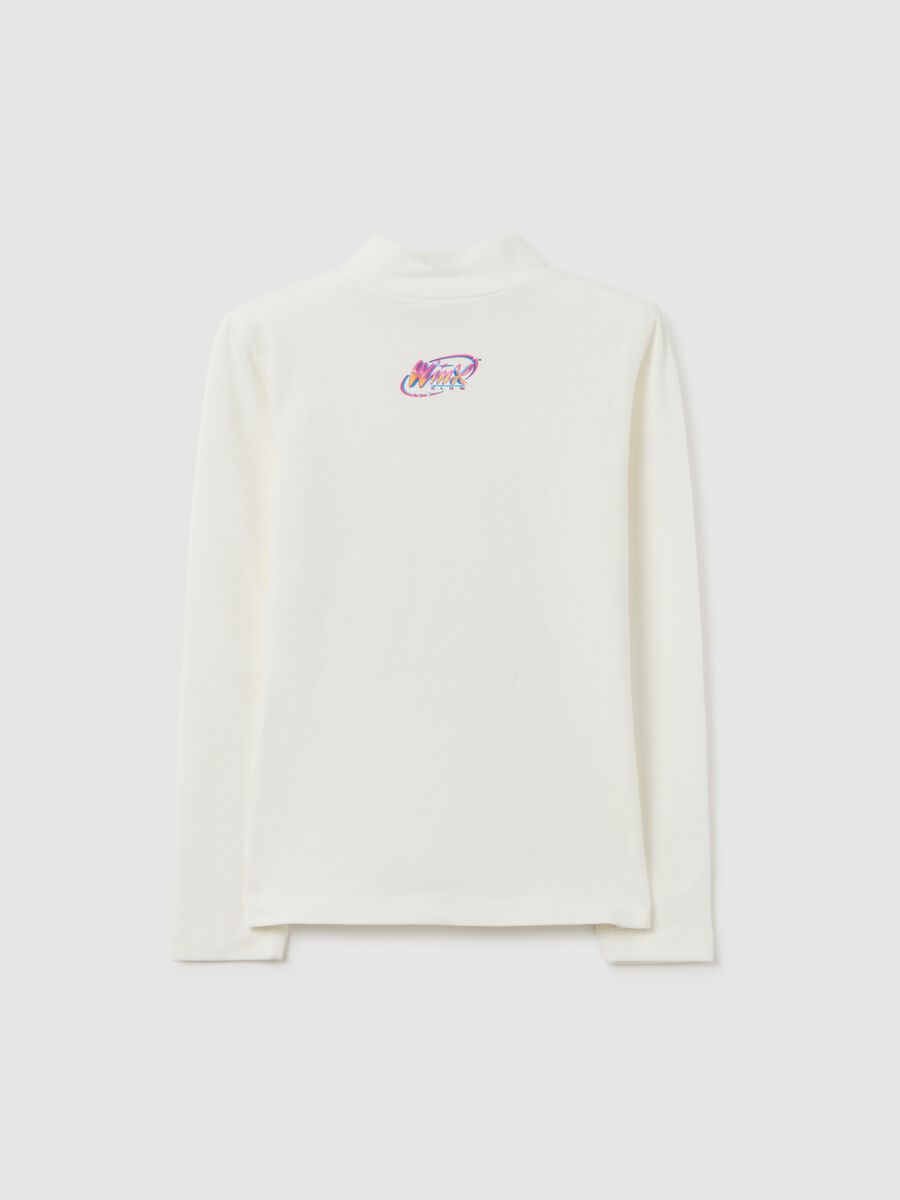 White stretch cotton girl's t-shirt, regular fit with print_1