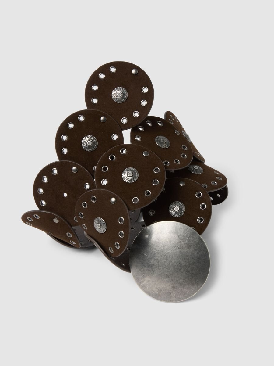 Cintura in vera pelle marrone con dettagli metallici_2