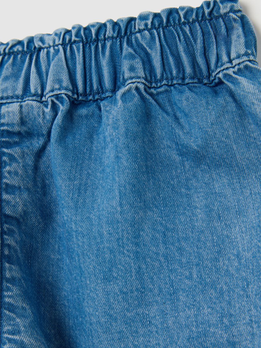 Regular fit denim baby shorts with embroidery_3