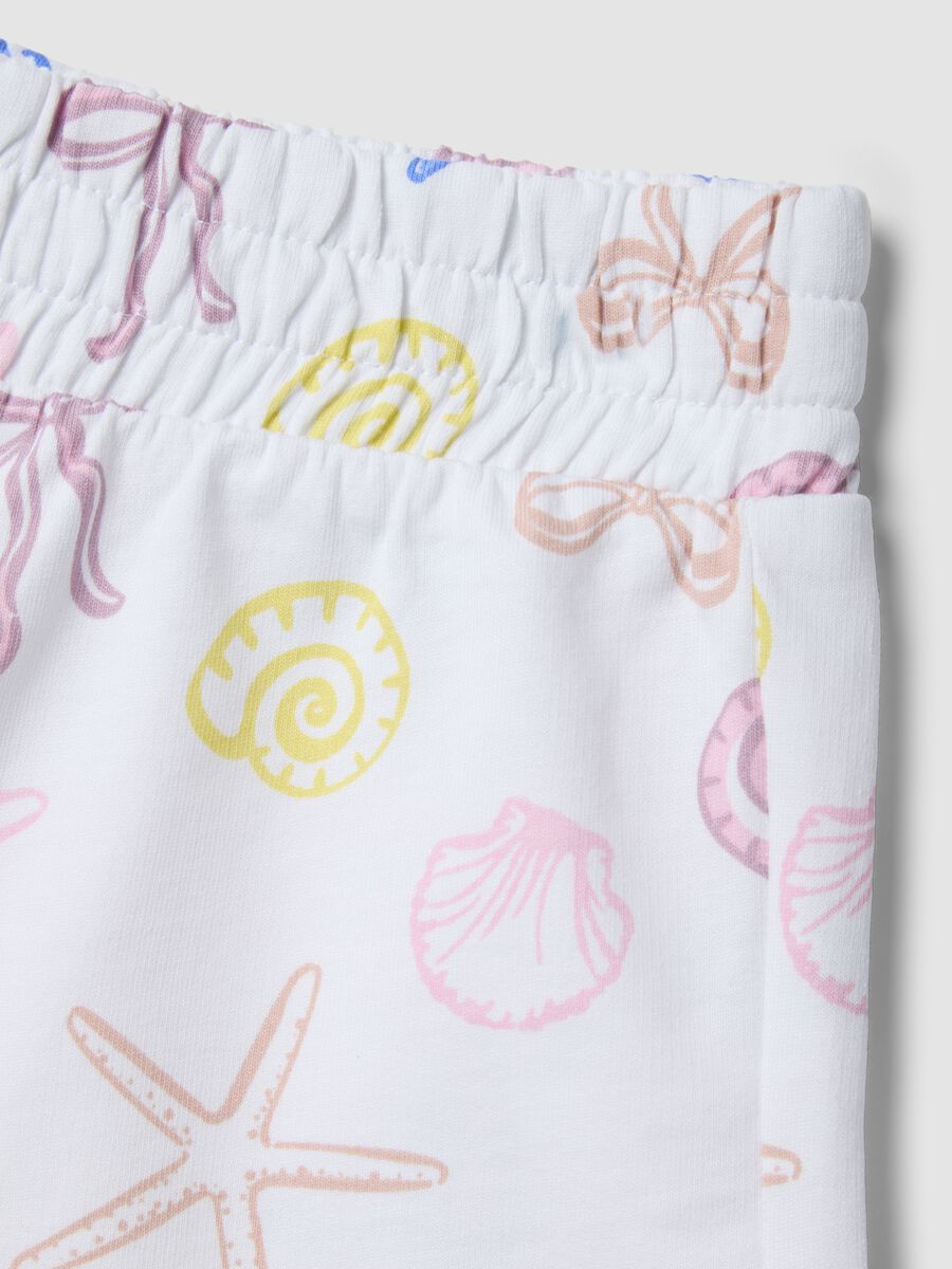 White pure cotton girls&rsquo; shorts with nautical prints_3