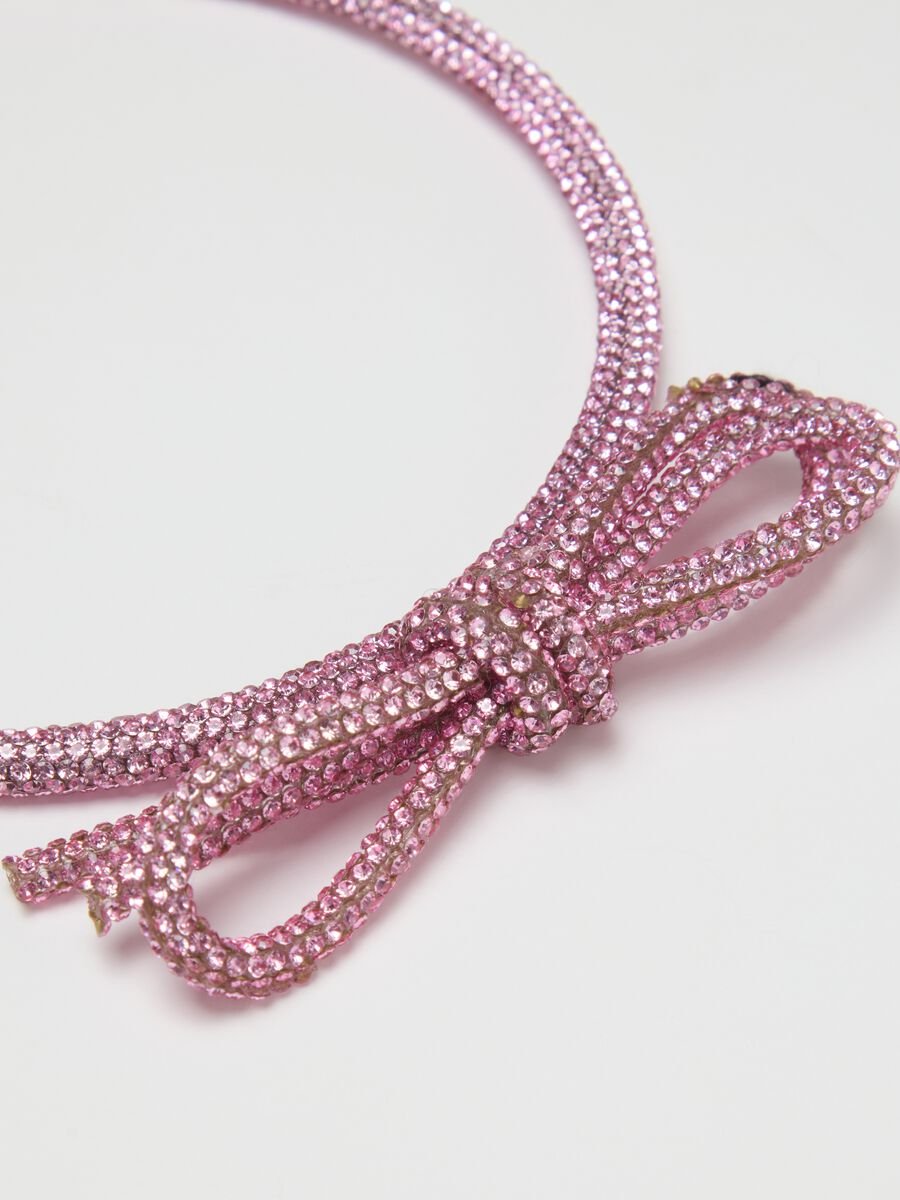 Pink girls' headband with bow_1