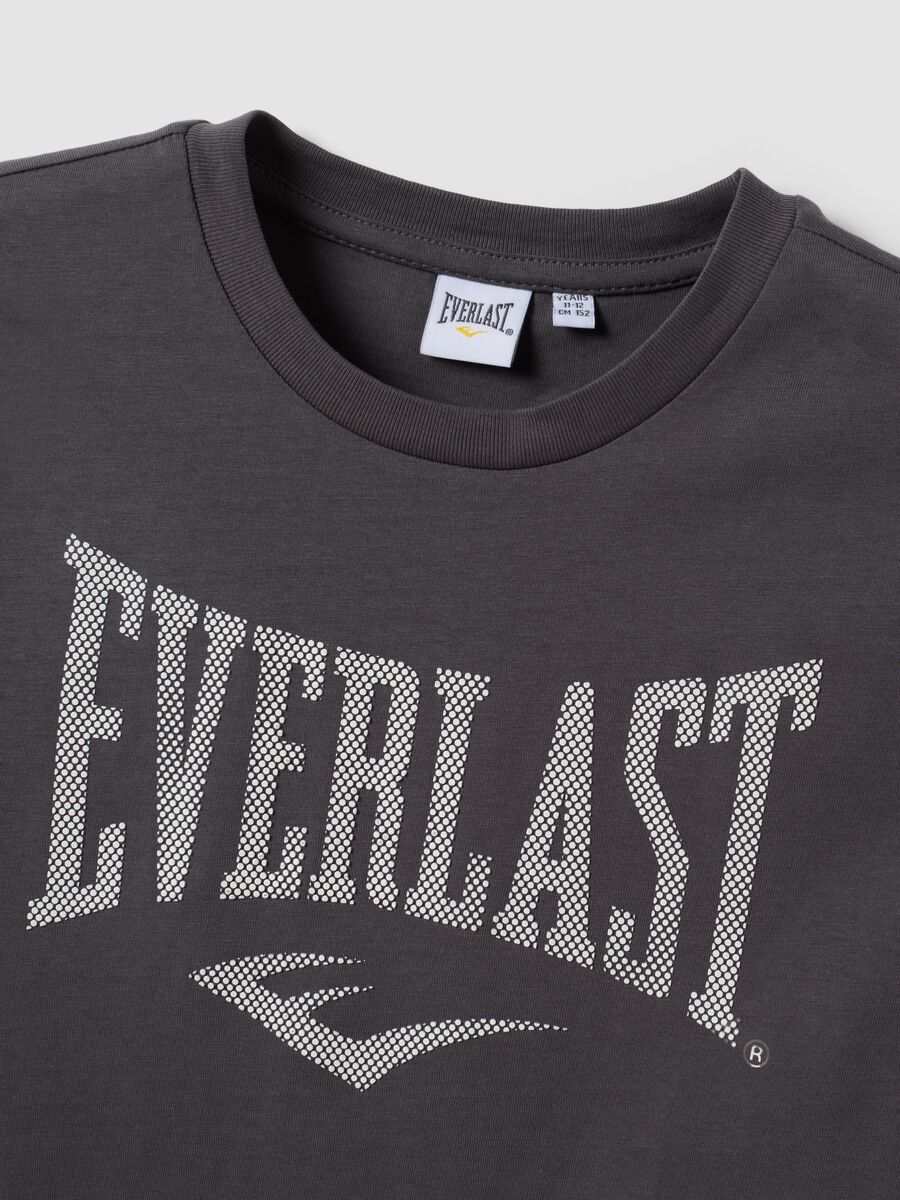 T-shirt grigia in puro cotone con stampa frontale per ragazzo_1