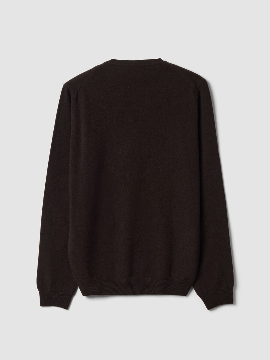 Pullover marrone in pura lana a girocollo regular fit_2