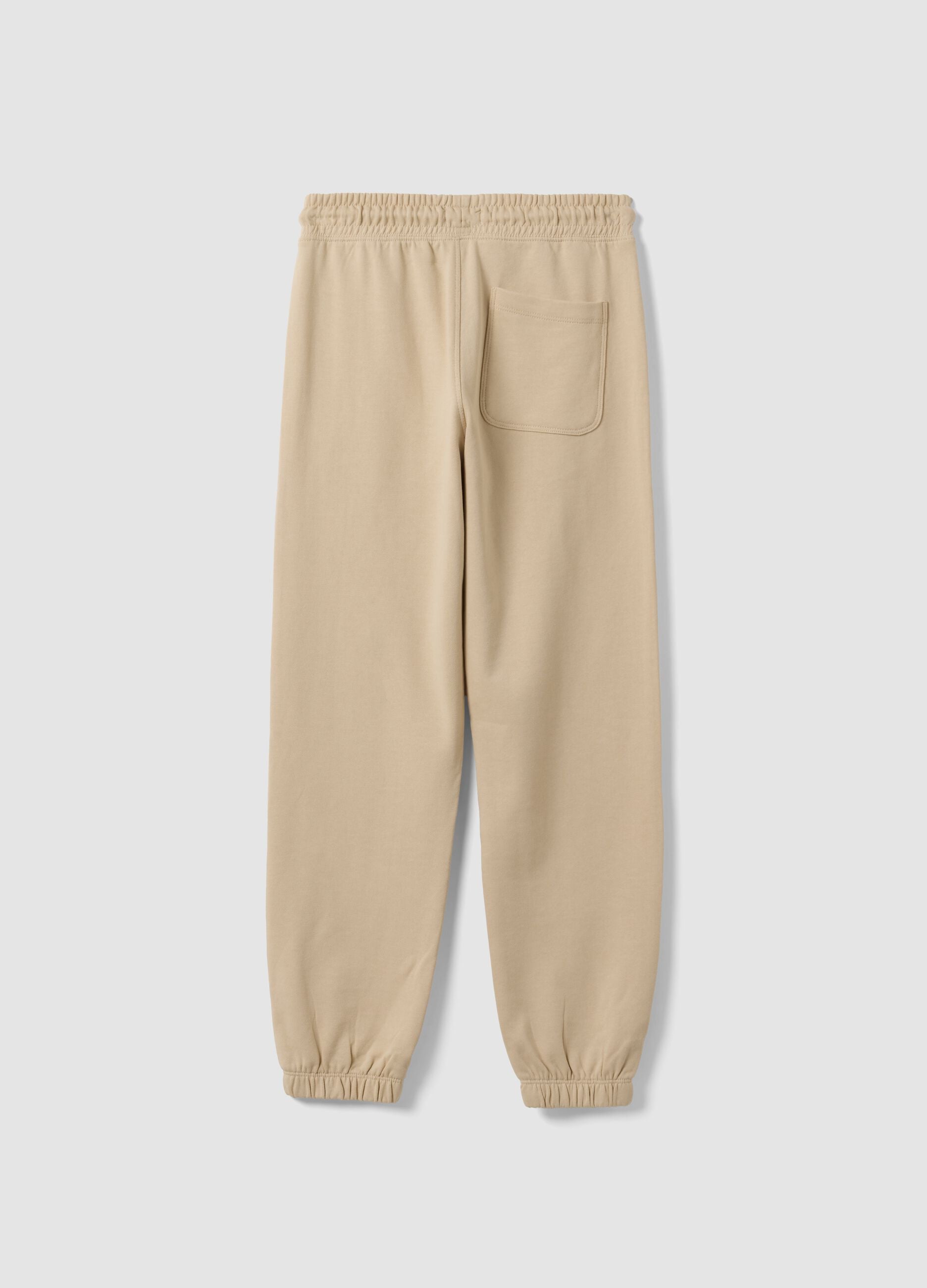 Beige pure cotton comfort-fit joggers for boys