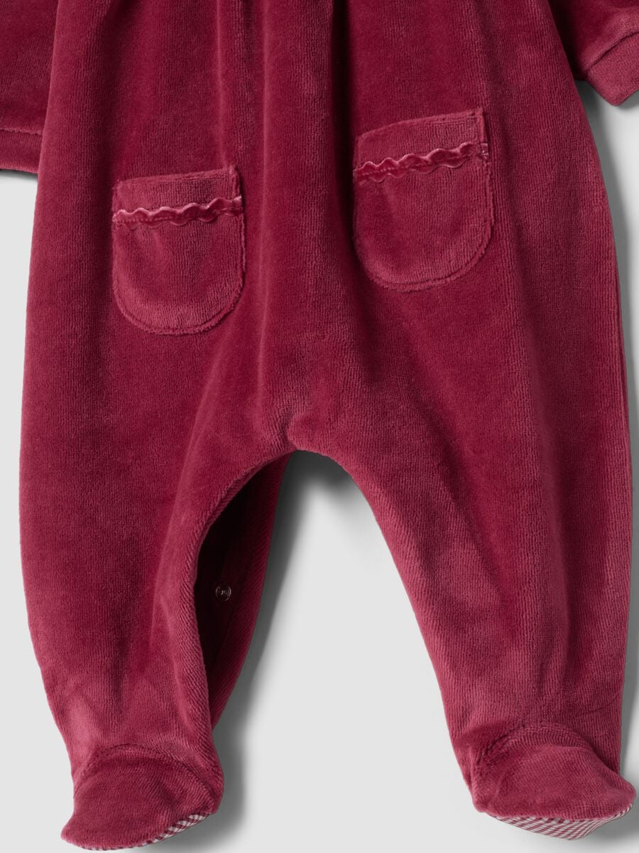 Tutina rossa in misto cotone organico con colletto a volant_2