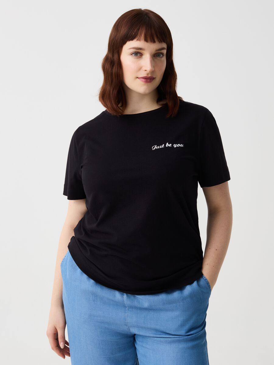 Essential Curvy T-shirt with lettering print_0