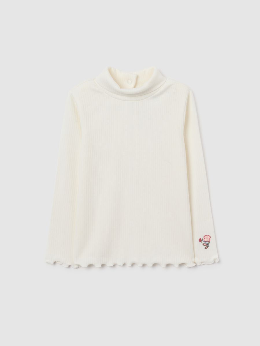 Girl's white regular fit cotton blend top_0