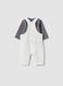 White pure cotton set with Mickey Mouse dungarees and top_1