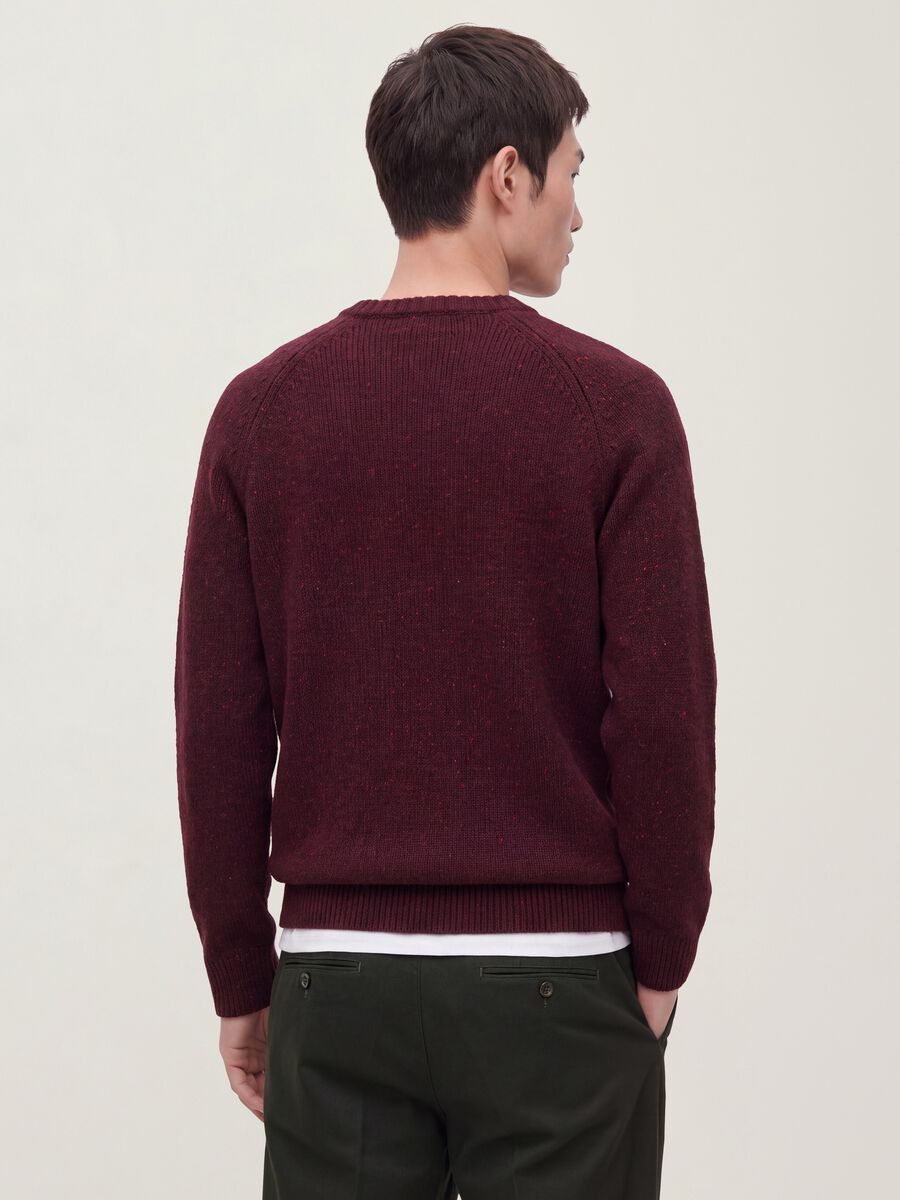Maglione rosso girocollo in misto cotone e lana_3