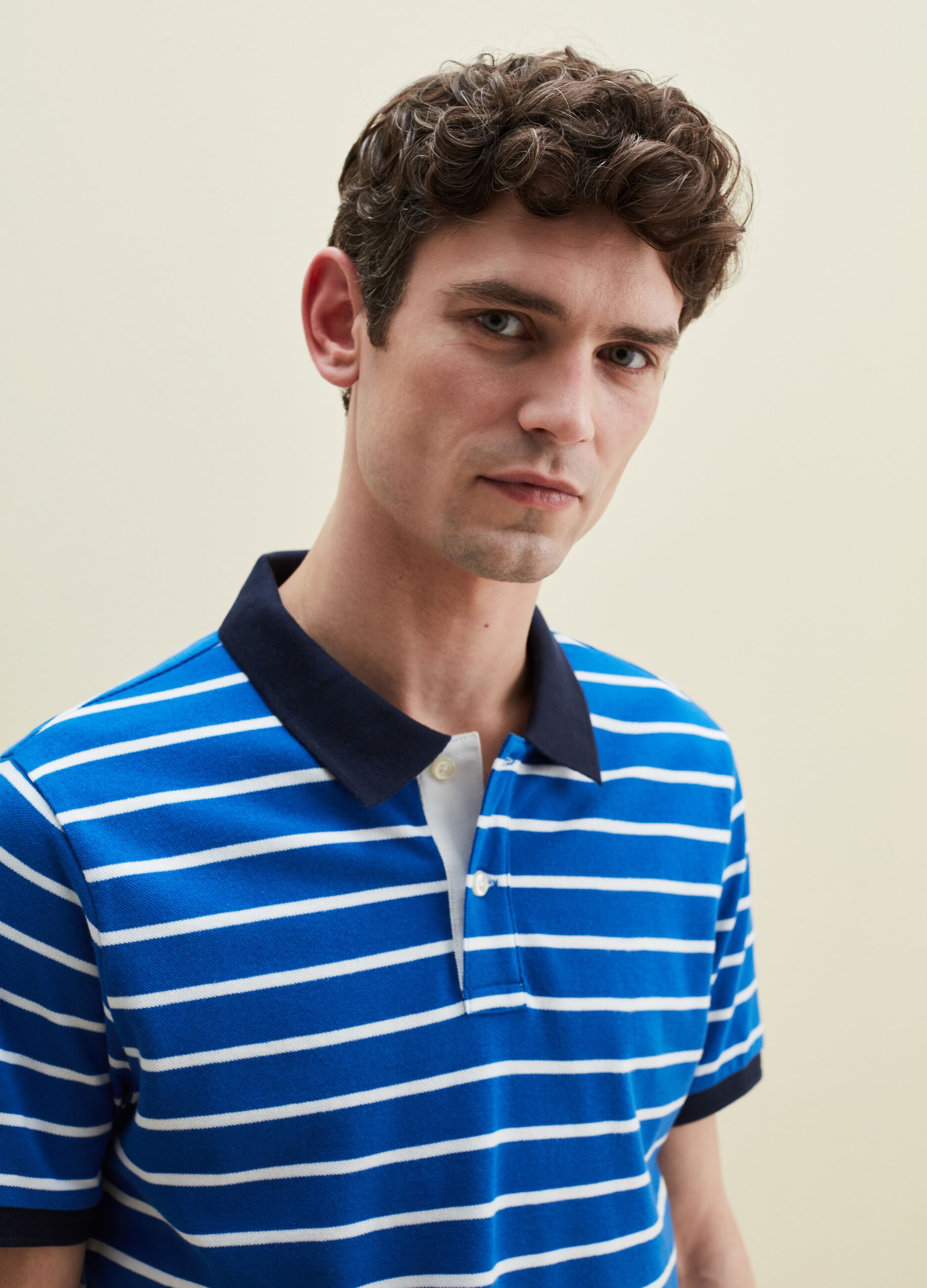 Striped polo shirt in cotton pique
