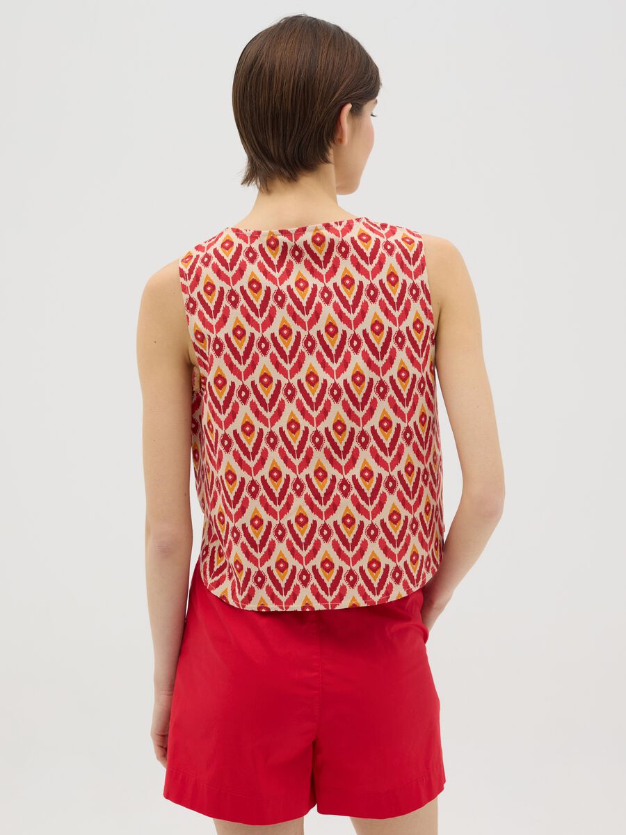 Beige tank top with ethnic pattern_2