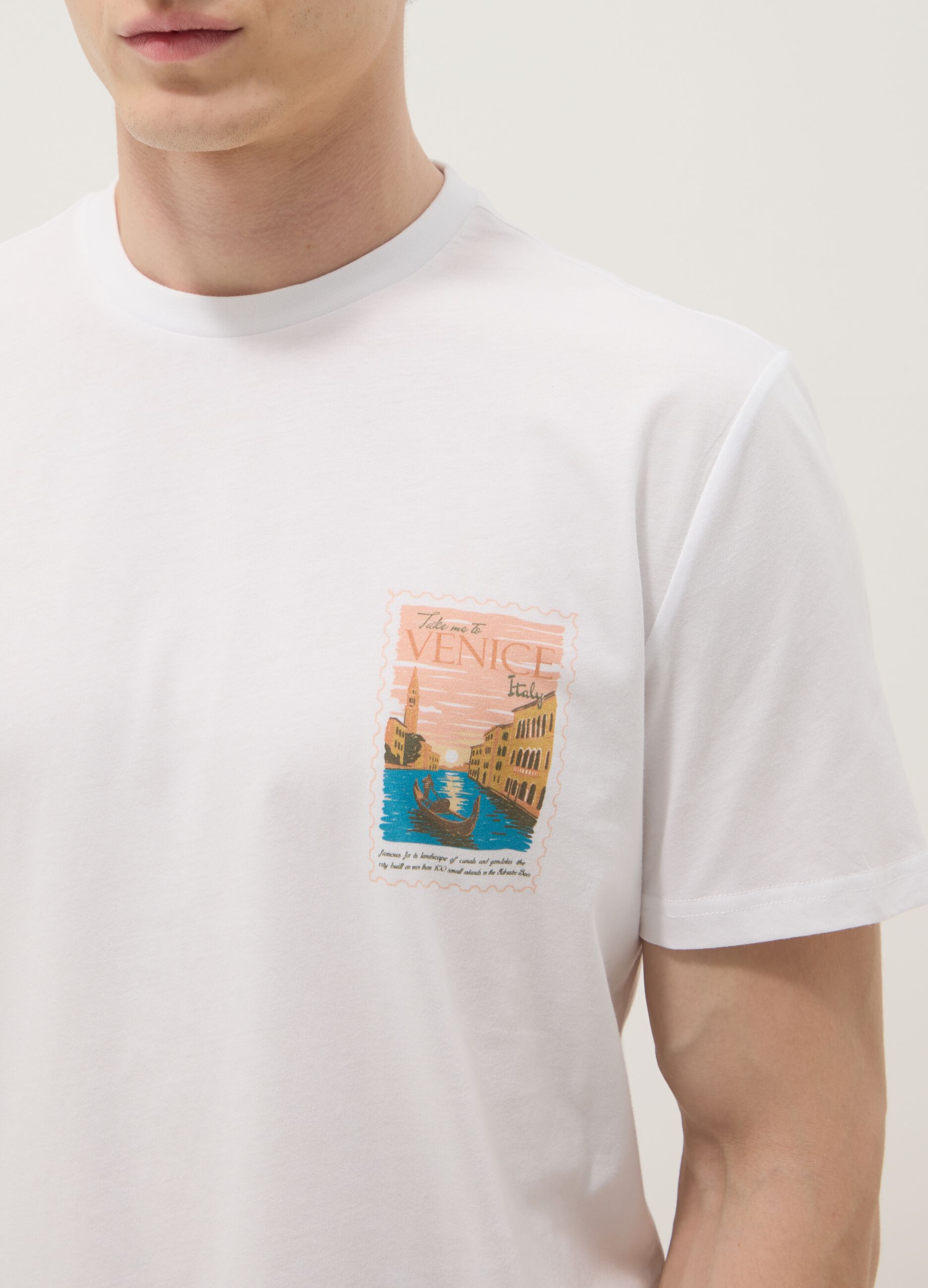White short-sleeved pure cotton regular-fit T-shirt