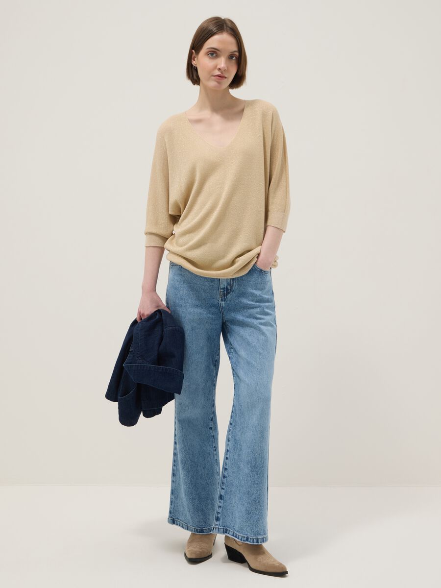 Beige modal blend regular fit jumper with shimmering design_2